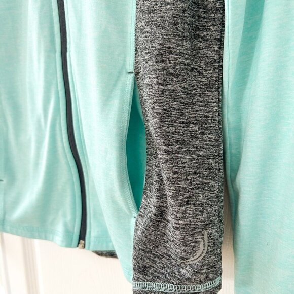 Exertek Full Zip Athletic Jacket Mint Gray Thumbholes Women’s Size Small EUC - Picture 2 of 5